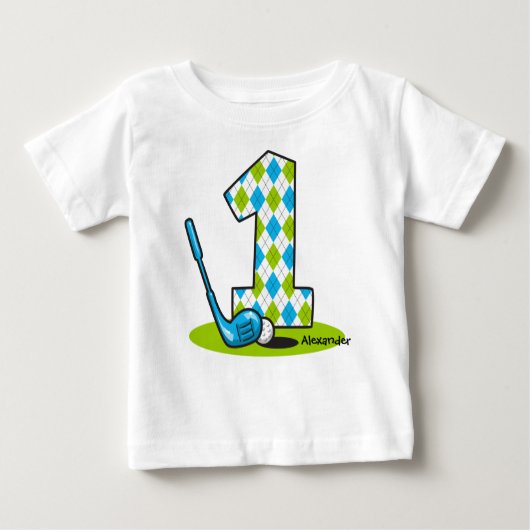 Raute Golf 1. Geburtstag Personalisiert Baby T-shirt (Vorderseite)