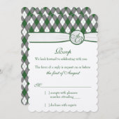 Raute Golfball Golf Green Monogram Wedding RSVP Einladung (Vorne/Hinten)