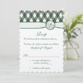 Raute Golfball Golf Green Monogram Wedding RSVP Einladung (Stehend Vorderseite)