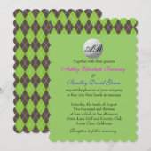 Raute Golfball Golfing Green Monogram Wedding Einladung (Vorne/Hinten)