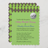 Raute Golfball Golfing Green Monogram Wedding Einladung (Vorne/Hinten)