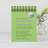 Raute Golfball Golfing Green Monogram Wedding Einladung (Stehend Vorderseite)