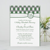Raute Golfball Golfing Green Monogram Wedding Einladung (Stehend Vorderseite)