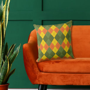 Raute Green Gold Orange Throw Kissen