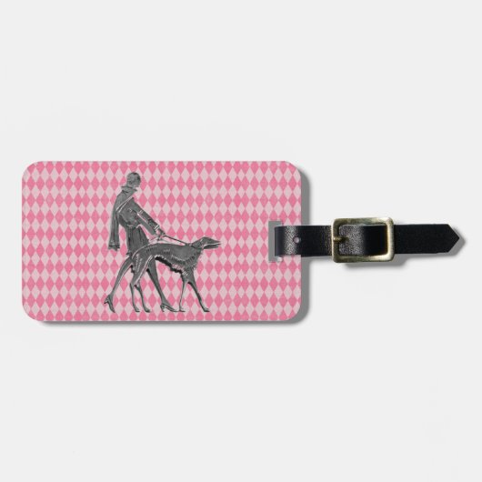 Raute "Greyhound and Pink" Gepäckanhänger (Vorderseite horizontal)