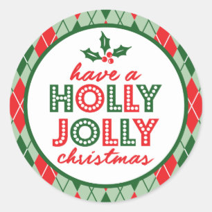 Raute haben eine Heilige Jolly Weihnachten (grün  Runder Aufkleber