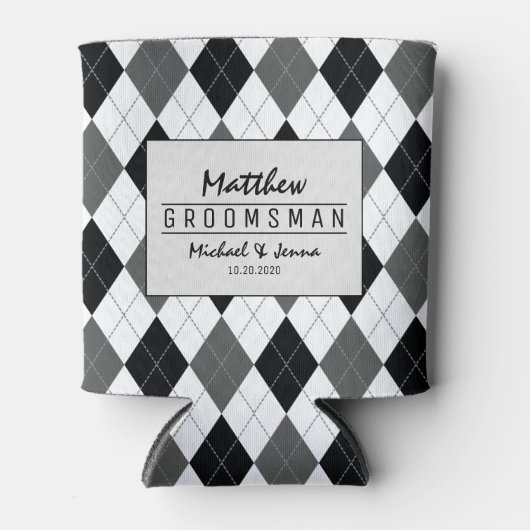 Raute Harlequin Personalisierter Trauzeuge Hochzei Dosenkühler (Vorderseite)