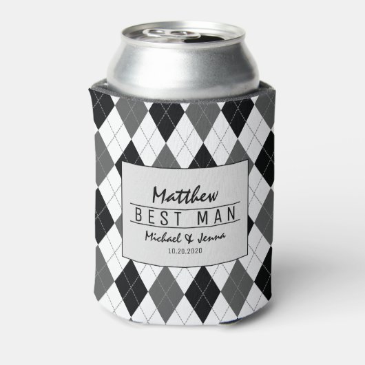 Raute Harlequin Personalisierter Trauzeuge Hochzei Dosenkühler (Kanne Rückseite)