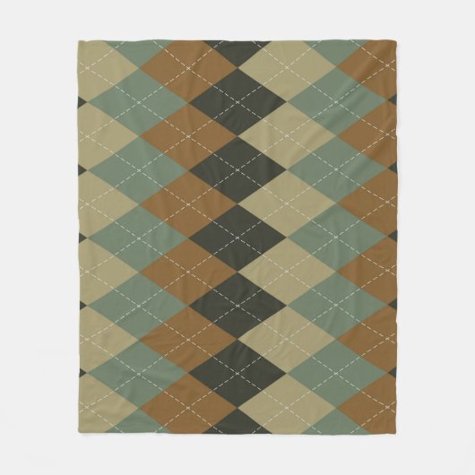Raute Herbst: Braungrün-Rhombus-Chic Fleecedecke (Vorderseite)