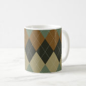 Raute Herbst: Braungrün-Rhombus-Chic Kaffeetasse (VorderseiteRechts)