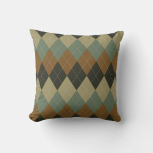 Raute Herbst: Braungrün-Rhombus-Chic Kissen
