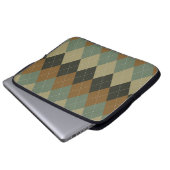 Raute Herbst: Braungrün-Rhombus-Chic Laptopschutzhülle (Vorne Knopf)