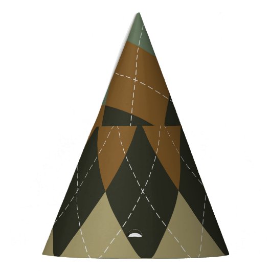 Raute Herbst: Braungrün-Rhombus-Chic Partyhütchen (Links)