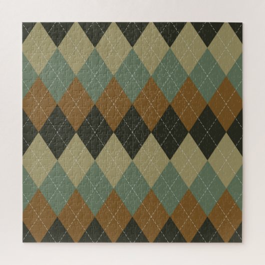 Raute Herbst: Braungrün-Rhombus-Chic Puzzle (Vertikal)