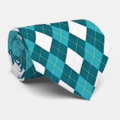 RAUTE in aquamarinem blauem u. weißem Krawatte (Gerollt)