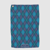 Raute in Blau und Aquamarin - Kurze Namen oder Ini Golfhandtuch (Vorderseite)