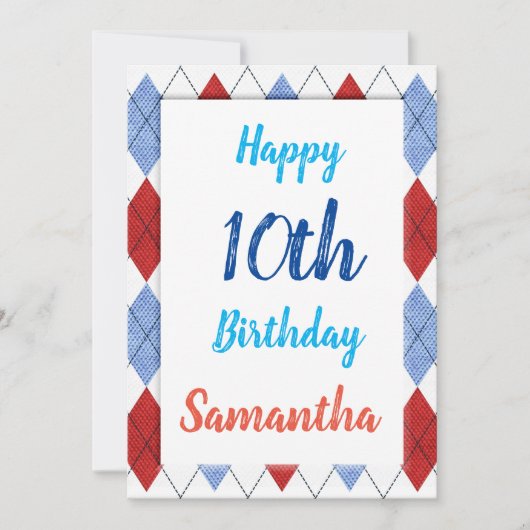 Raute in Rot und Blau Karte (Vorderseite)