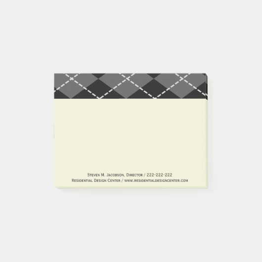 Raute Kariert Black Gray Muster Männer Post-it Klebezettel (Vorderseite)