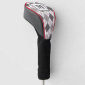 Raute Kariert Red Grau Silver Golf Custom Monogram Headcover (angewinkelt)