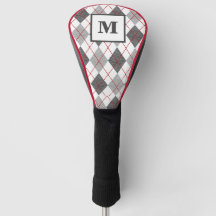 Raute Kariert Red Grau Silver Golf Custom Monogram
