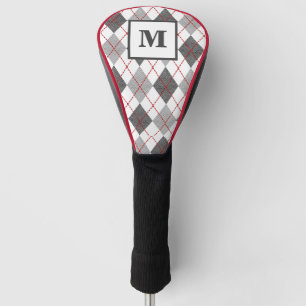 Raute Kariert Red Grau Silver Golf Custom Monogram Headcover