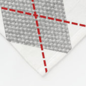 Raute Kariert Rot Grau Silver Custom Monogram Fleecedecke (Ecke)