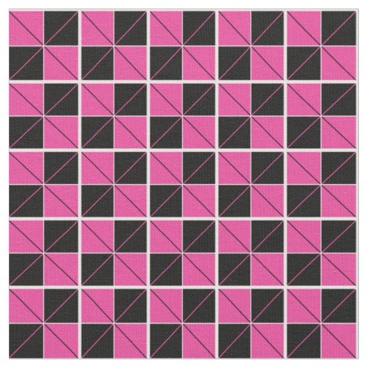 Raute Karo Rosa und Schwarz Stoff (Nahaufnahme)