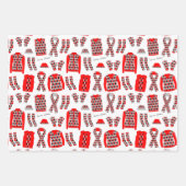 Raute Kleidung Illustration Grau Rot und Blau Geschenkpapier Set (Vorderseite 2)