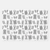 Raute Kleidung Illustration Grau Rot und Blau Geschenkpapier Set (Vorderseite)