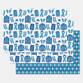 Raute Kleidung Illustration in Blau Geschenkpapier Set