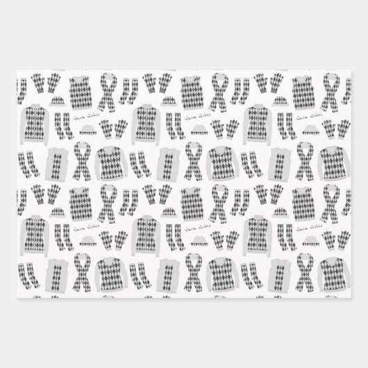 Raute Kleidung Illustration in Grau Geschenkpapier Set (Vorderseite)