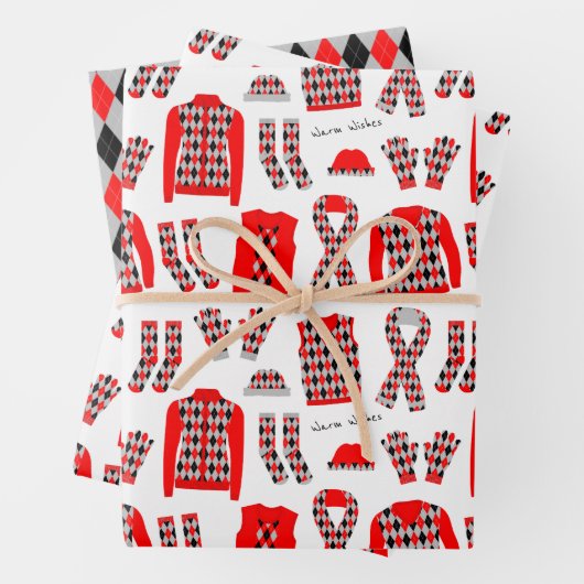 Raute Kleidung Illustration in Rot Geschenkpapier Set (Beispiel)