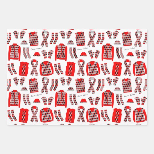 Raute Kleidung Illustration in Rot Geschenkpapier Set (Vorderseite)