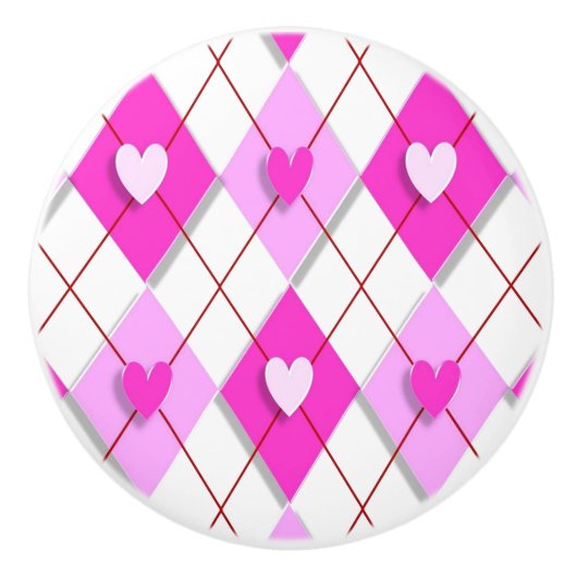 Raute lila Hearts Keramikknauf (Vorderseite)