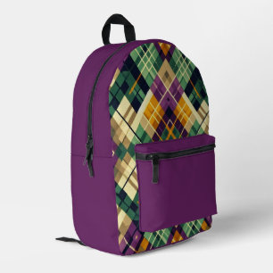 Raute Mardi Gras lila grün Bedruckter Rucksack