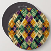 Raute Mardi Gras lila grün Button (Vorne & Hinten)