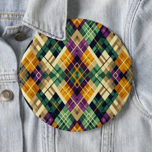 Raute Mardi Gras lila grün Button (Beispiel)