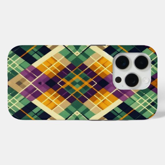 Raute Mardi Gras lila grün Case-Mate iPhone Hülle (Rückseite (Horizontal))