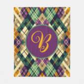 Raute Mardi Gras lila grün Fleecedecke (Vorderseite)