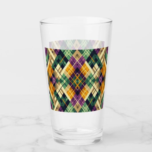 Raute Mardi Gras lila grün Glas (Vorderseite)