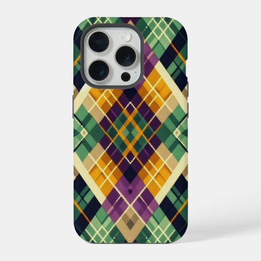Raute Mardi Gras lila grün iPhone Hülle (Rückseite)