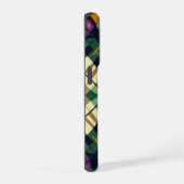 Raute Mardi Gras lila grün iPhone Hülle (Rechte Seite)