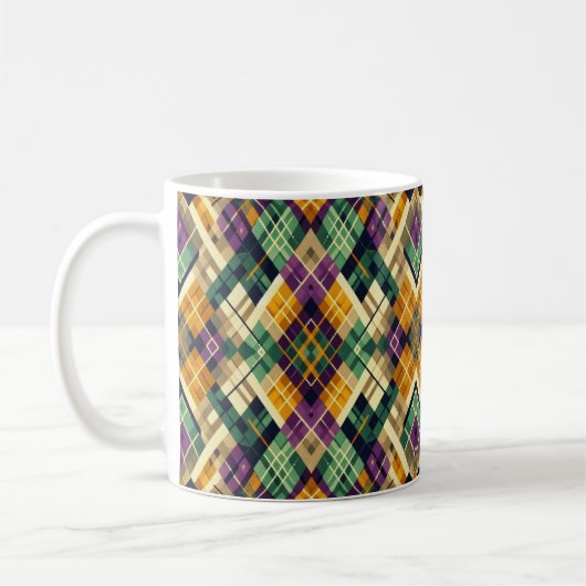 Raute Mardi Gras lila grün Kaffeetasse (Links)
