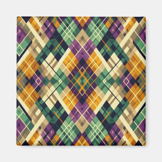 Raute Mardi Gras lila grün Magnet (Vorne)