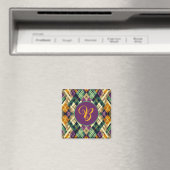 Raute Mardi Gras lila grün Magnet (In Situ (Geschirrspüler))