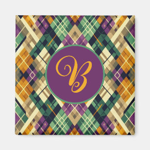 Raute Mardi Gras lila grün Magnet