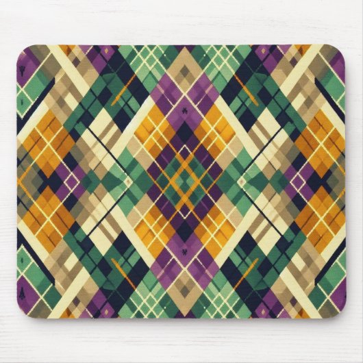 Raute Mardi Gras lila grün Mousepad (Vorne)