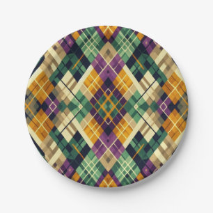 Raute Mardi Gras lila grün Pappteller