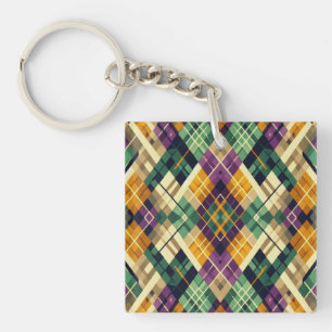 Raute Mardi Gras lila grün Schlüsselanhänger