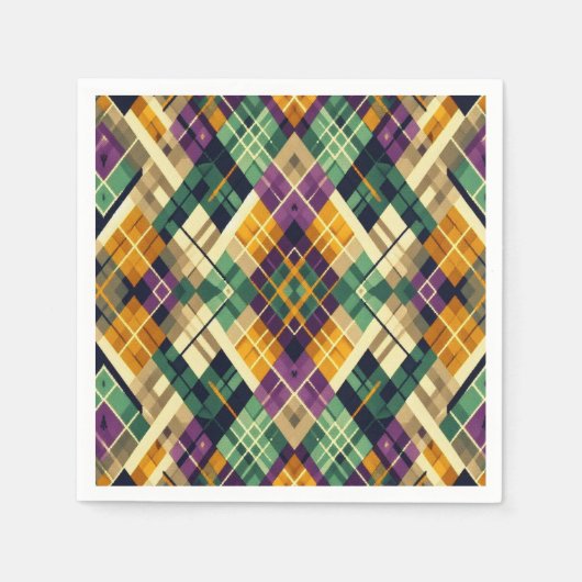 Raute Mardi Gras lila grün Serviette (Vorderseite)